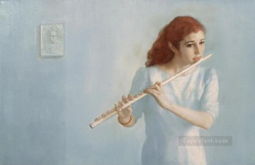 Chinese Painting - Female Flutist Chinese Chen Yifei